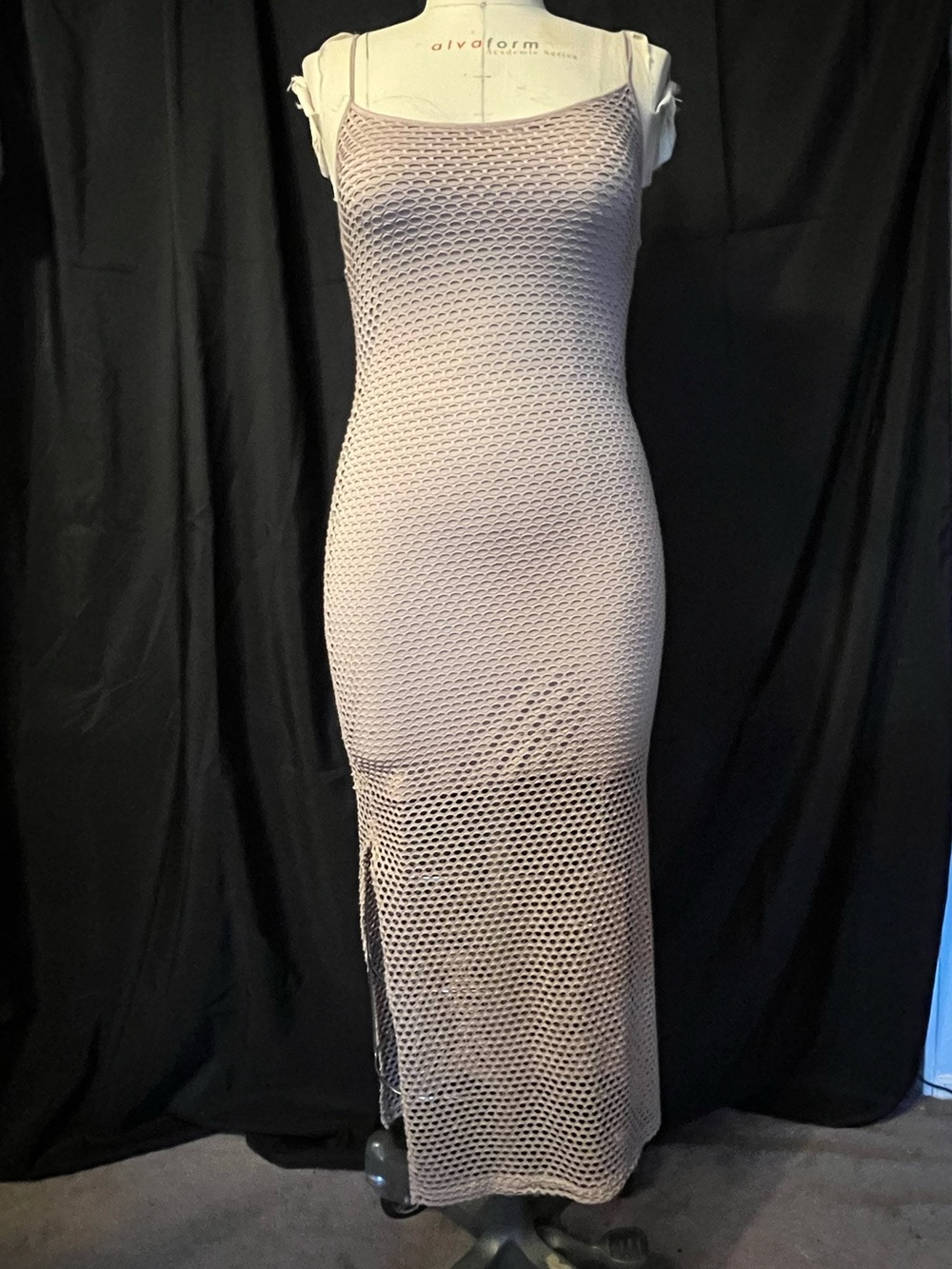 Sleeveless Taupe Knit Midi Dress